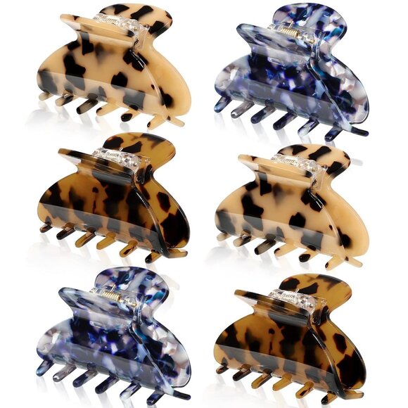 Accessories - 6 Pieces Medium Hair Claw Clips for Thin Hair 2.6 Inch Tortoise Shell Clip Banan